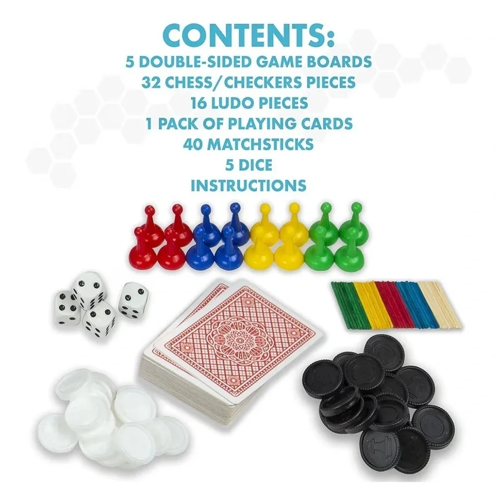abeec 100 Classic Games  family board games Compendium Ludo, Chess, Lady Games